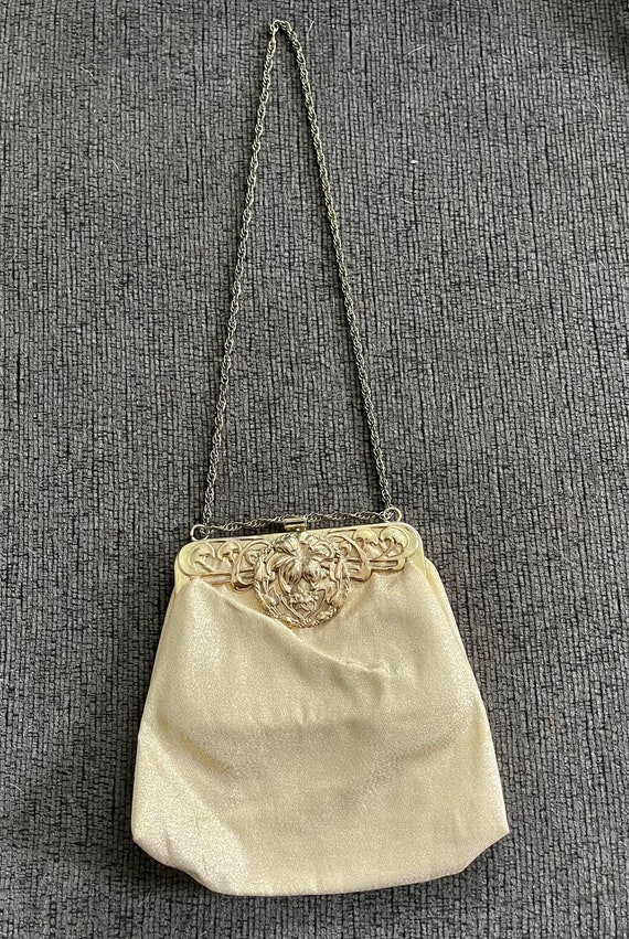 Vintage Gold Lame Purse, Gold Metal Floral Clasp,… - image 8