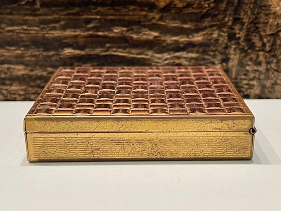 Vintage Brass Basket Weave Compact, Fifth Avenue … - image 5