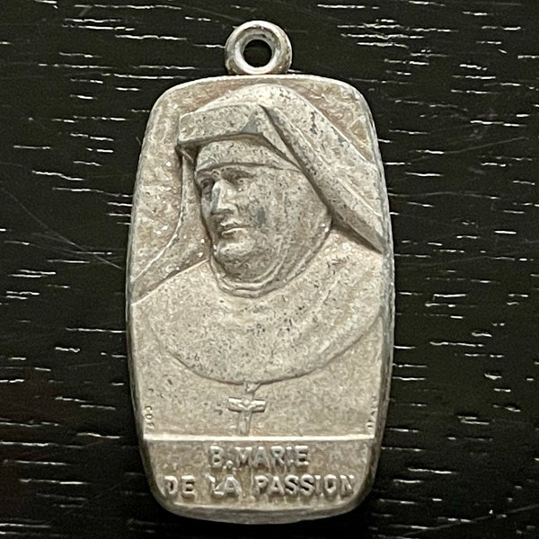 Vintage Marie de la Passion Medal, Franciscaines Missionnaires Charm/Pendant, French Mary of the Passion, Founder of Franciscan Missionaries