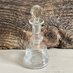 Vintage Glass Perfume Bottle, Cut Glass Perfume, Bell Shape Perfume, Perfume with Oval Stopper, Decorative Bottle, Vanity Decor