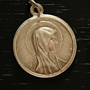 Vintage Brass Lourdes Medal: St. Bernadette & Virgin Mary Pendant