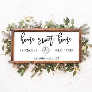 SVG | Home Sweet Home | Compass | Cutting File | Compass GPS Coordinates Longitude Latitude | Custom | Farmhouse Sign Vinyl Stencil