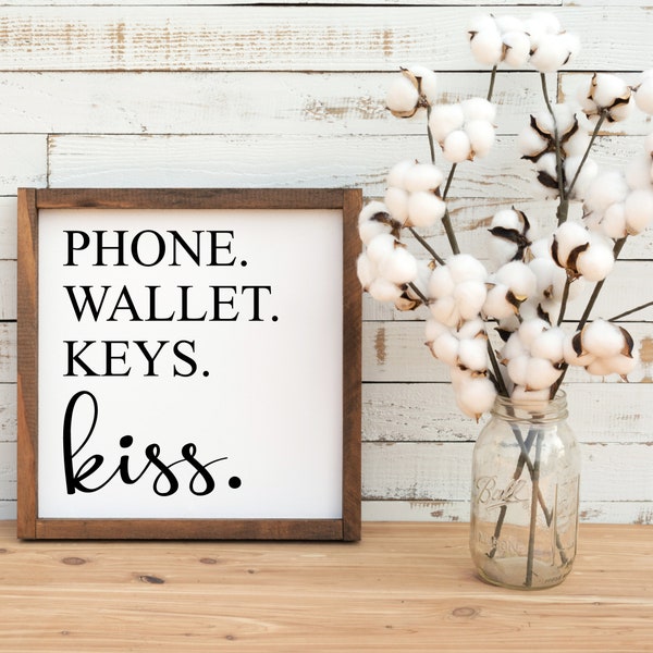 Phone Wallet Keys Kiss SVG, Keys SVG, Home Sign SVG, Stencil svg, Cricut Stencil, Stencil, Wooden Sign, Home Decor Stencil