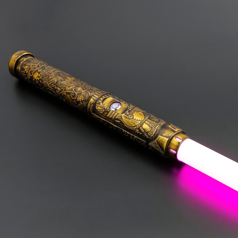 Golden Fallen Lightsaber Heavy Duelling Lightsaber Metal Hilt RGB Lightsaber 画像 3