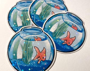 Holographic Fishbowl Sticker | Frutiger Aero Glitter Stickers