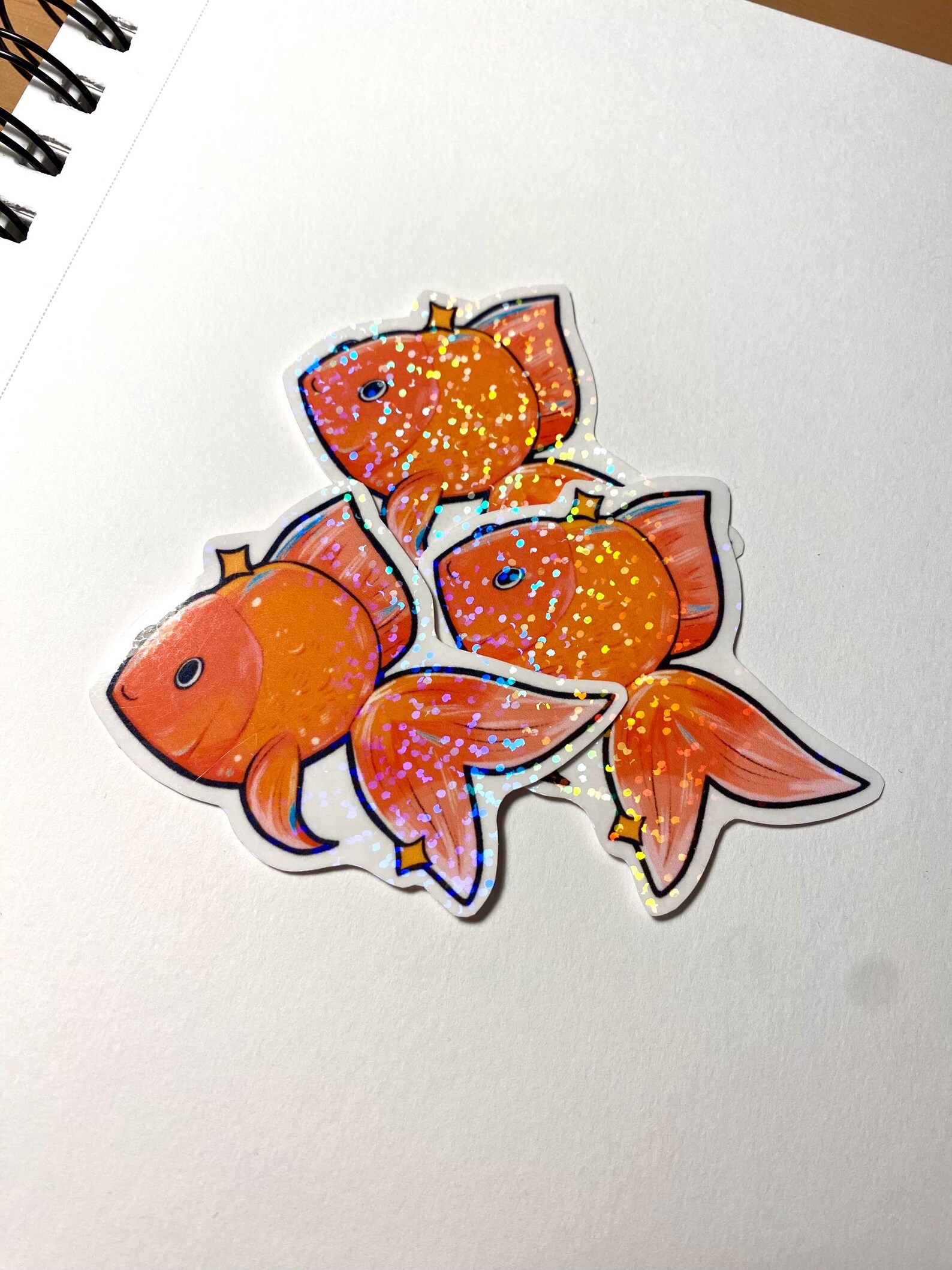Fat Goldfish Sticker Holographic Goldfish Sticker | Frutiger Aero Glitter Stickers - Etsy