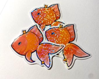 Holographic Goldfish Sticker | Frutiger Aero Glitter Stickers