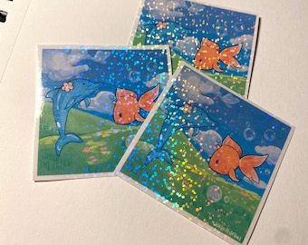 Y2K Desktop Background Sticker | Frutiger Aero Inspired Glitter Holographic Sticker