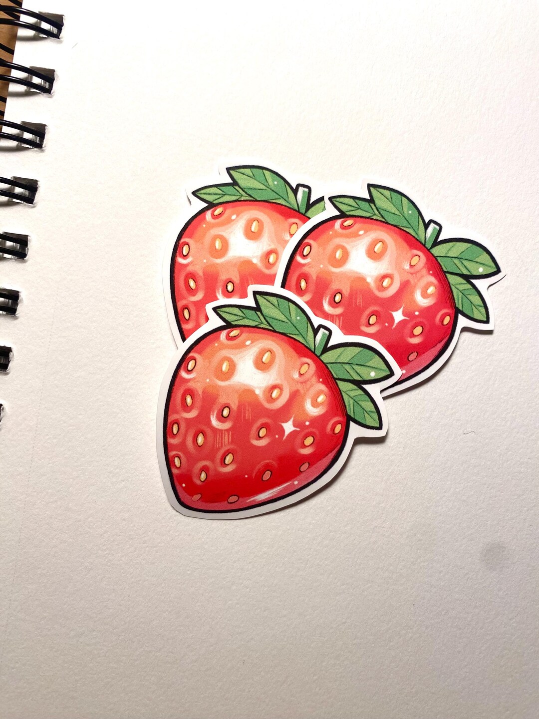 Strawberry Sticker | Matte Vinyl Illustrated Fruit Stickers - Etsy