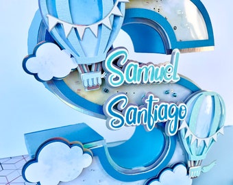 Hot air balloon 3D letter centerpiece, Hot Air Balloon party decoration, Custom Hot air balloon 3D letters, hot air balloon baby shower.