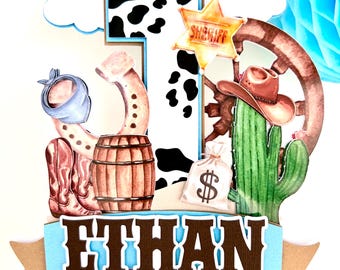 My First Rodeo Cake Topper Personalized, Cowboy 1st Birthday Cake Topper, Western Rodeo Birthday Decor.