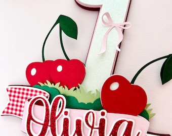Cherry cake topper, She is the cherry on top cake topper, Our cherry on top cake topper, Cherry party decor, Cherry first birthday party.