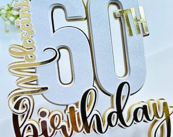 Sixty birthday cake topper, Personalized 60th cake topper, Custom birthday caketopper, 60th birthday party, sixty centerpieces, 16, 40, 50.
