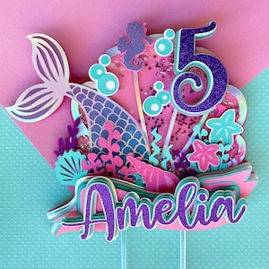 Mermaid cake topper, Personalized mermaid cake topper, Custom birthday caketopper, Mermaid party, Mermaid decoration, Under the sea birthday