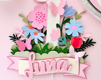 Wildflower cake topper, Spring cake topper, Flower cake topper, Floral easter cake topper, Fairytale 1st birthday, Enchanted Garden party.
