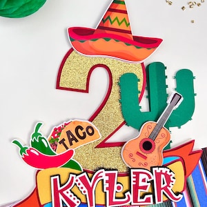 Fiesta cake topper, Cinco de mayo cake topper, Im one lets fiesta decor, Taco about a party, Mexican fiesta party decor, Cactus cake topper.