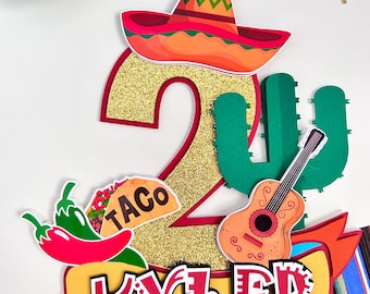 Fiesta cake topper, Cinco de mayo cake topper, Im one lets fiesta decor, Taco about a party, Mexican fiesta party decor, Cactus cake topper.