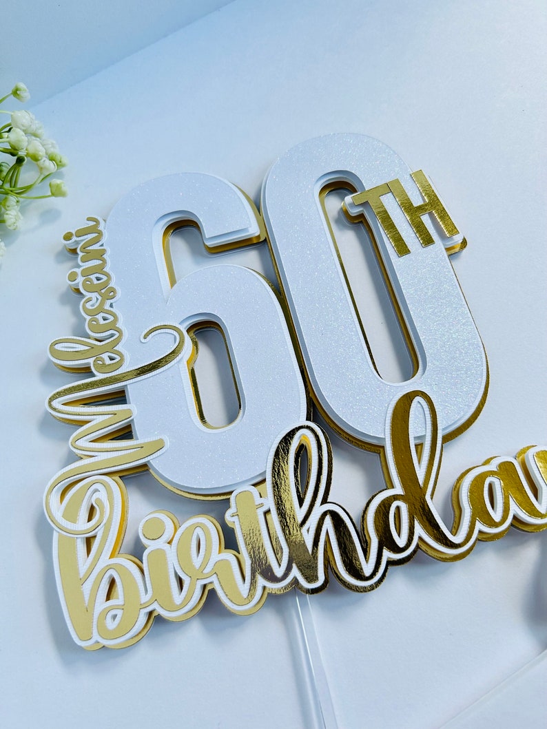 Sixty Birthday Cake Topper, Personalized 60th Cake Topper, Custom ...