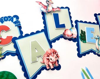 Custom Dinosaur Name Banner for Birthday, Dino Party Decorations, Personalized Dinosaurs Theme Banner, Kids Dinosaur Birthday Decor.