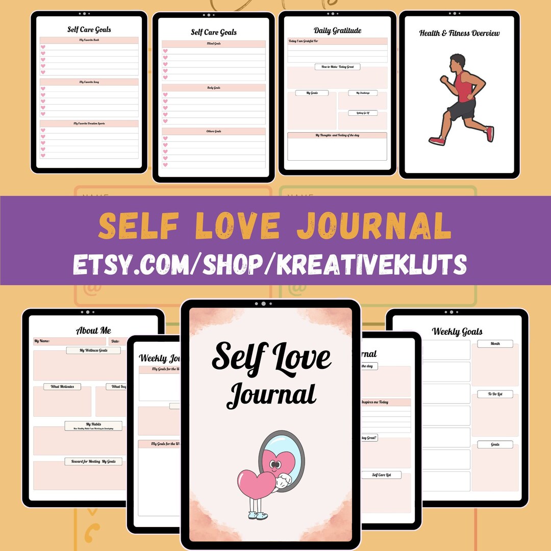 Self Love Journal | Self Care Planner, Workbook (canva KDP Template) - Etsy