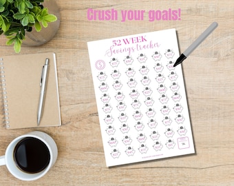 52 Week Savings Tracker, Piggy Bank Savings Challenge Printable, Budget Printables, 3,000 Savings Challenge, Money Challenge A4 A5 PDF