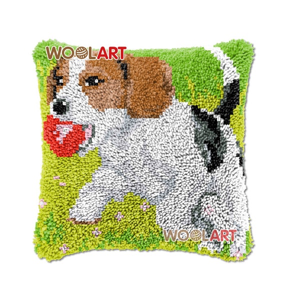 Beagle Dog Latch Hook Cushion Cover Kits for Adults Blank Canvas 