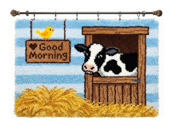 Morning Cow Latch Hook Kit Easy Rug Making DIY Craft Housewarming Gift Breakfastnook