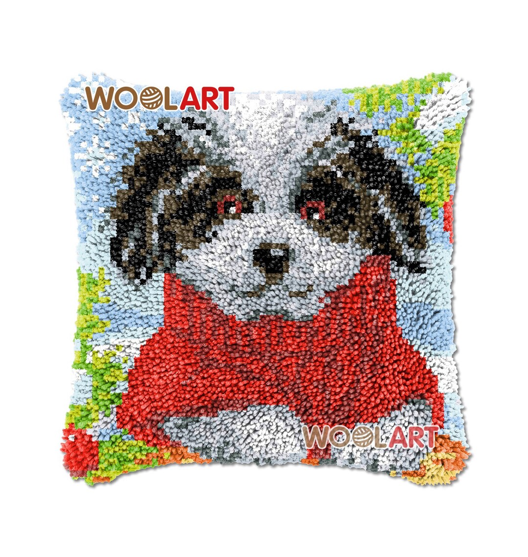 Lovely Dog Latch Hook Cushion Cover Kits for Adults Blank Etsy UK