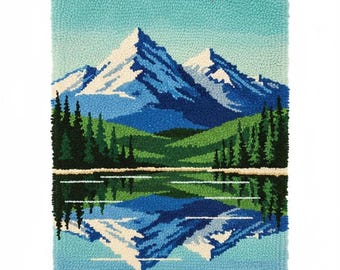 Montana Latch Hook Kit DIY Rug Making Kit Pre-Printed Canvas 55x75cm