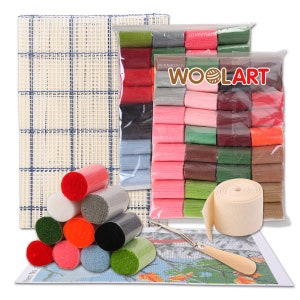 Puede incluir: Kit de manualidades de lana con un lienzo blanco, lana de colores, una aguja de madera y un patr&oacute;n. La lana est&aacute; empaquetada en bolsas de pl&aacute;stico transparentes y etiquetadas con "Wool Art".