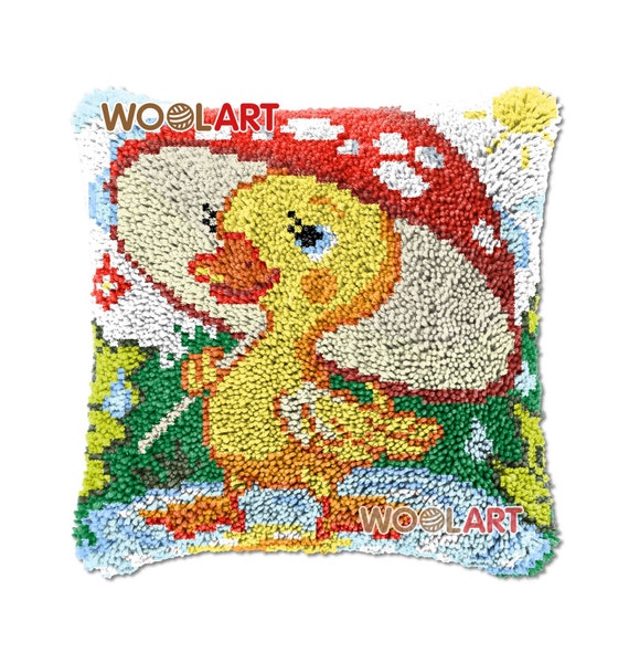 Cartoon Ducking Latch Hook Cushion Cover Kits for Adults Blank