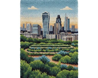 City Skyline Park Latch Hook Kit DIY Rug Making Kit Pre-Printed Canvas 69x102cm