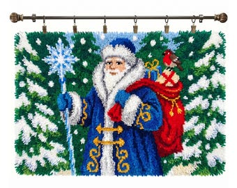 Father Frost Latch Hook Craft Kit Adult Yarn Rug Christmas Eve Family Activity Craft