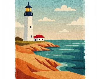 Rhode Island Latch Hook Kit DIY Rug Making Kit Pre-Printed Canvas 55x75cm