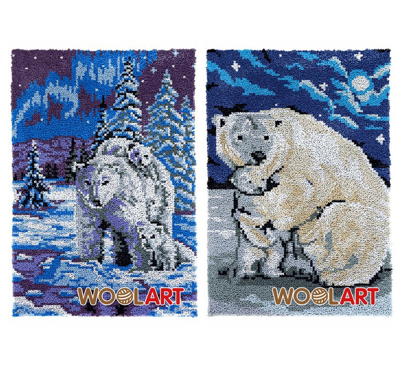 Latch Hook Kits Polar Bears DIY Carpet Rug Plush Wall Tapestry C Latch Hook Kits Polar Bears DIY Carpet Rug Plush Wall Tapestry C