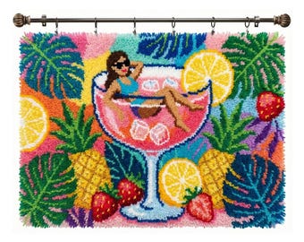 Monstera Leaf Latch Hook Yarn Kit Adult DIY Rug Pop Art Apartment Wall Decor