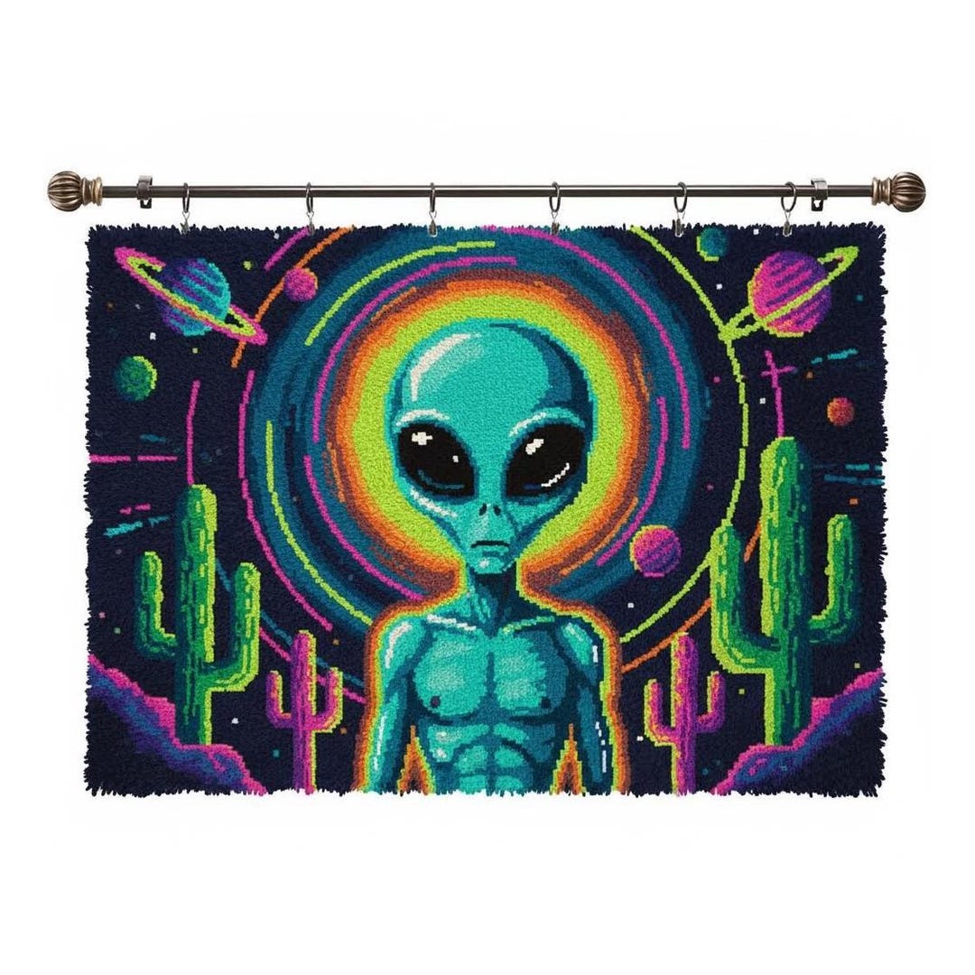 Psychedelic Alien Latch Hook Kit for Adults Rug Making Kits DIY Wall ...