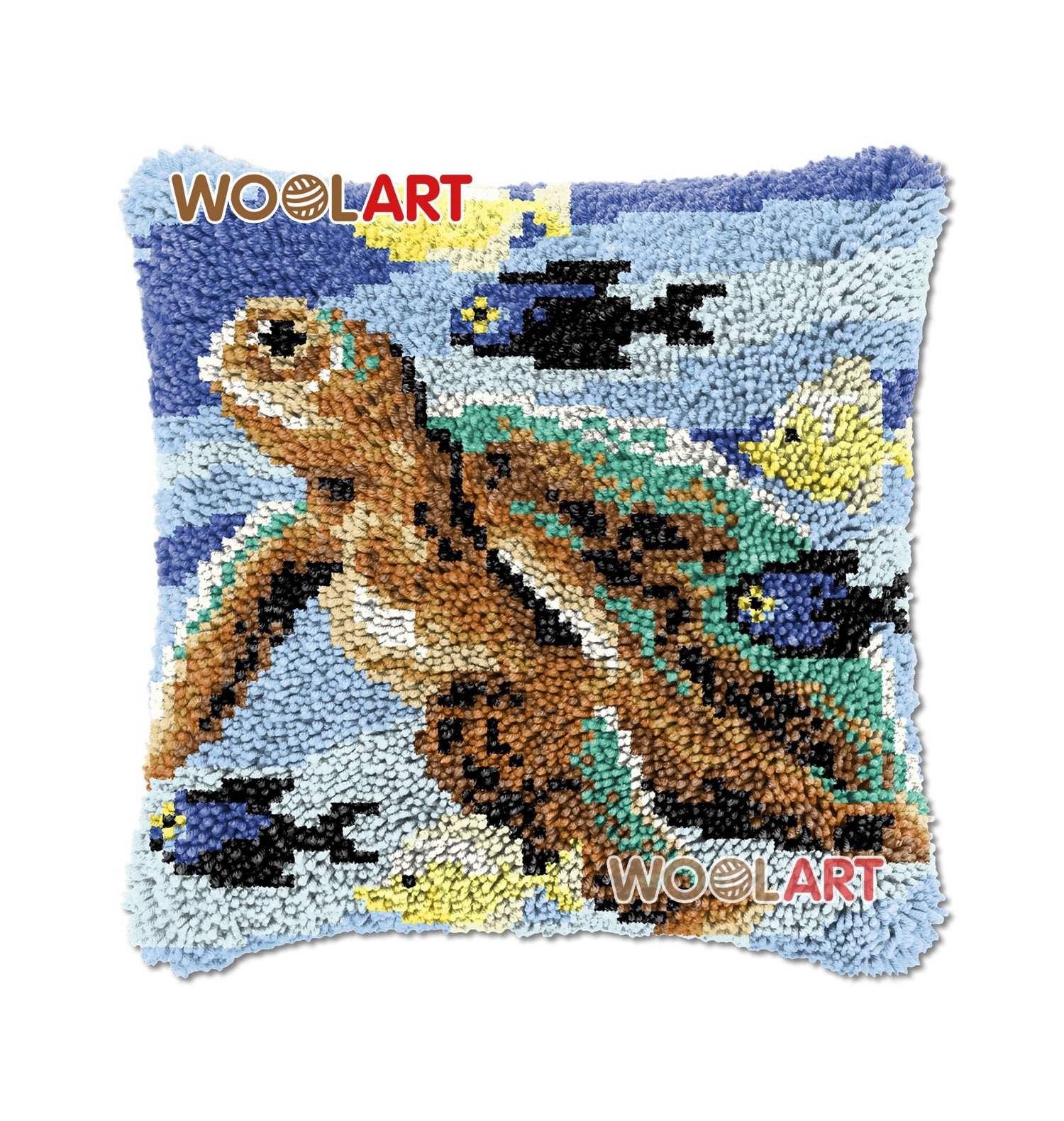 Latch Hook Cushion Cover Sea Turtle and Fish Needlepoint Kits Etsy