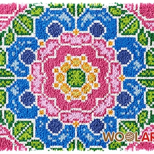 Mandala Latch Hook Rug Kits for Adults Blank Canvas 64x48cm