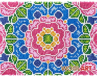 Mandala Latch Hook Rug Kits for Adults Blank Canvas 64x48cm