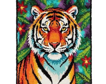 Kit tropische tijger sluiting haken DIY kit voor het maken van tapijten voorbedrukt canvas 69 x 102 cm