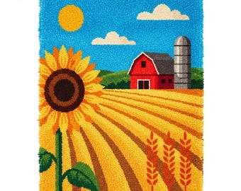 Nebraska Latch Hook Kit DIY Rug Making Kit Pre-Printed Canvas 55x75cm