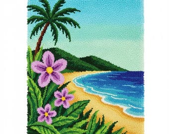 New Jersey Latch Hook Kit DIY Rug Making Kit Pre-Printed Canvas 55x75cm