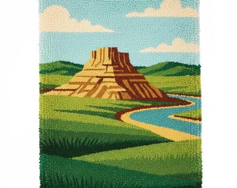 North Dakota Latch Hook Kit DIY Rug Making Kit Pre-Printed Canvas 55x75cm