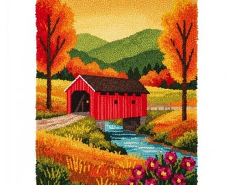 Vermont Latch Hook Kit DIY Rug Making Kit Pre-Printed Canvas 55x75cm