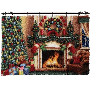 Christmas Eve Latch Hook Kit DIY Rug Making Kit Pre-Printed Canvas 102x69cm