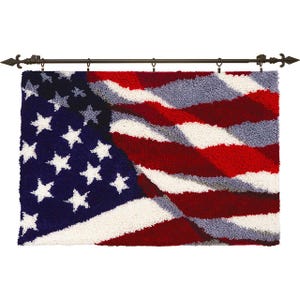 Waving Flag Latch Hook Rug Kits Pre-Printed Canvas with Non-Slip Backing 102x69cm