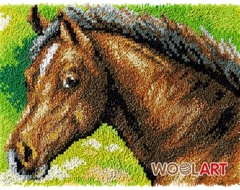 Horse Face Latch Hook Rug Kits for Adults Blank Canvas 64x48cm