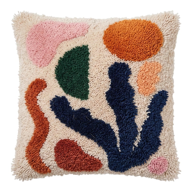Abstract Floral Latch Hook Pillow Kit Vibrant Matisse Art Cushion Cover Gift Style B