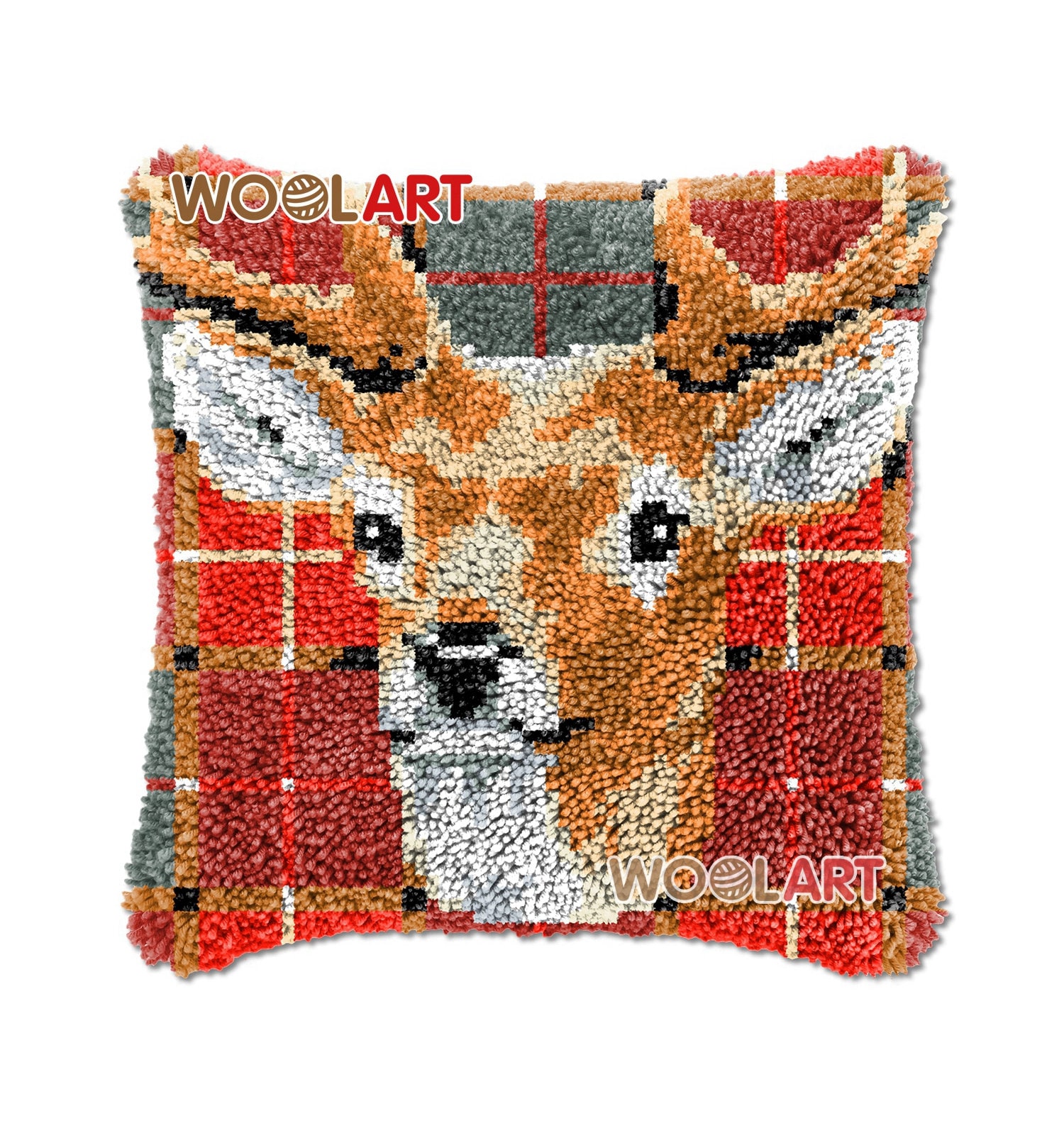 Christmas Stag Latch Hook Cushion Cover Kits for Adults Blank Canvas Etsy